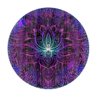 ネオンロータスフラワーボホプリント カッティングボード