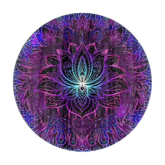 ネオンロータスフラワーボホプリント カッティングボード (正面)