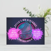 ネオンローラスケートで滑るグローネオンピンク誕生日パーティー (スタンド正面)