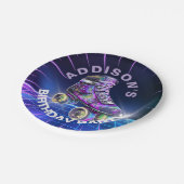 ネオンローラスケートで滑るパーティー紙プレート ペーパープレート (アングル)