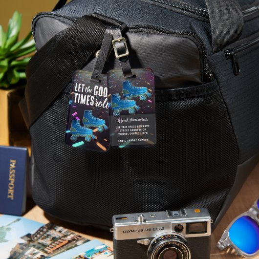 ネオンローラースケートディスコダンスパーティービベス ラゲッジタグ (正面&裏面)