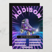 ネオンローラースケートパーティー招待状 招待状 (正面/裏面)