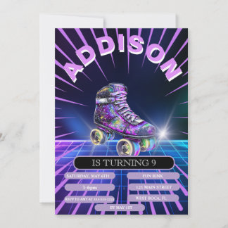ネオンローラースケートパーティー招待状 招待状