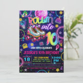 ネオンローラースケート10歳誕生日招待状 招待状 (スタンド正面)