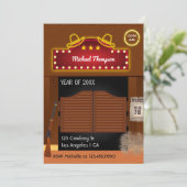 ネオンワイルドウエストカウボーイをテーマにした卒業パーティーインヴィ 招待状 (スタンド正面)