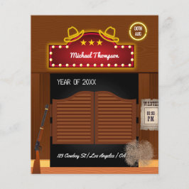 ネオンワイルドウエストカウボーイをテーマにした卒業パーティー チラシ