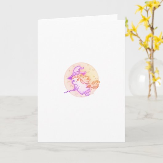 ネオンワitchy ハロウィン グリーティングカード – レトロな不気味さ (黄色い花)