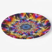 ネオン万華鏡のように千変万化するパターンデザイン ペーパープレート (アングル)