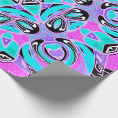 ネオン万華鏡のように千変万化するパターン、マンダラ ラッピングペーパー (角)