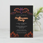 ネオン不気味こうもりパンプキンハローウィンパーティ 招待状 (スタンド正面)