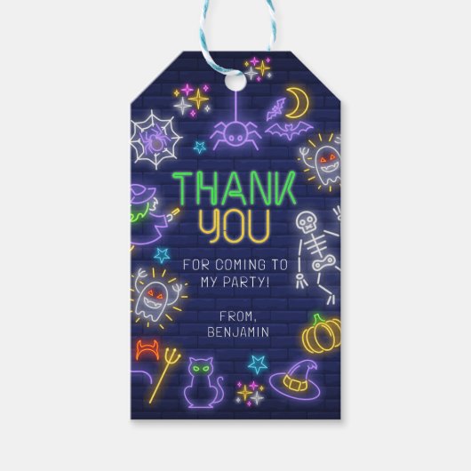 ネオン不気味エイジハロウィーン誕生日 ギフトタグ (正面)