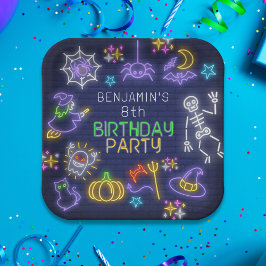 ネオン不気味エイジハロウィーン誕生日 ペーパープレート