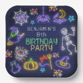 ネオン不気味エイジハロウィーン誕生日 ペーパープレート (正面)
