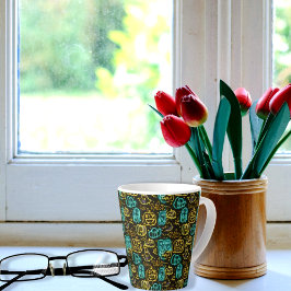 ネオン不気味ハロウィン幽霊こうもりカボキンパターン カフェラテマグ