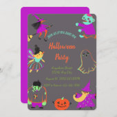 ネオン不気味ハローウィンパーティ招待状 招待状 (正面/裏面)