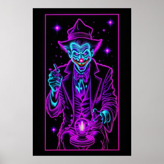 ネオン不気味ピエロターコイズピンク2:3 ポスター (正面)