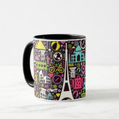 ネオン世界アイコンパターン マグカップ (正面左)