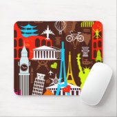 ネオン世界旅行パターン マウスパッド (マウス)