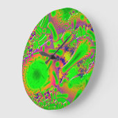 ネオン二サイケデリック重 ラージ壁時計 (傾斜)