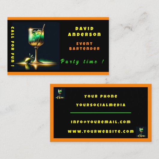 ネオン人気があるパーティー時間パーソナライズされたプロフェッショナル 名刺 (正面/裏面)