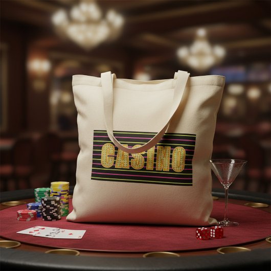 ネオン付きカジノサイン水玉模様レター トートバッグ