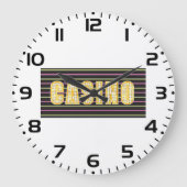 ネオン付きカジノサイン水玉模様レター ラージ壁時計 (正面)