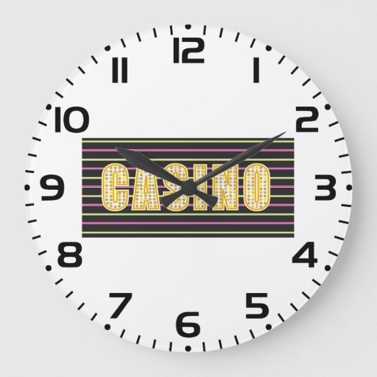 ネオン付きカジノサイン水玉模様レター ラージ壁時計 (正面)