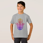 ネオン付きキッズTシャツHamsa Hand with evil Tシャツ (正面フル)