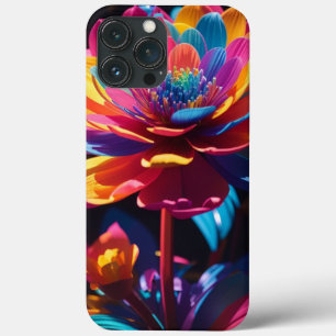 ネオン付きテクニカラー花 iPhone 13 PRO MAXケース