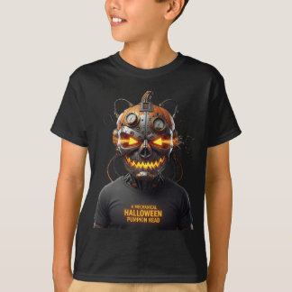 ネオン付きハロウィンメカボンプキンヘッド Tシャツ