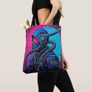 ネオン仮面ウォールグラフィティ姿アート トートバッグ