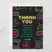 ネオン任意の年のビデオゲームのアーケード誕生日 サンキューカード (正面)