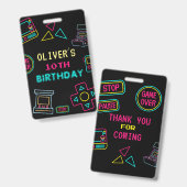 ネオン任意の年のビデオゲームのアーケード誕生日 バッジ (正面＆裏面)