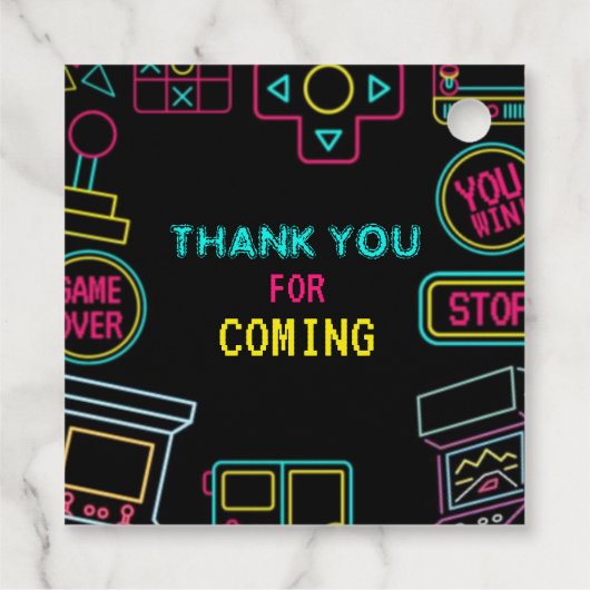 ネオン任意の年のビデオゲームのアーケード誕生日 フェイバータグ (裏面)