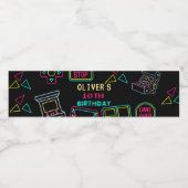 ネオン任意の年のビデオゲームのアーケード誕生日 ペットボトルラベル (シングルラベル)