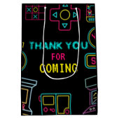 ネオン任意の年のビデオゲームのアーケード誕生日 ミディアムペーパーバッグ (裏面)