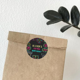 ネオン任意の年のビデオゲームのアーケード誕生日 ラウンドシール