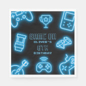 ネオン任意の年のビデオゲームの誕生日 スタンダードランチョンナプキン (正面)