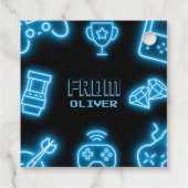 ネオン任意の年のビデオゲームの誕生日 フェイバータグ (裏面)