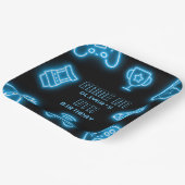 ネオン任意の年のビデオゲームの誕生日 ペーパープレート (傾斜あり)