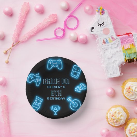 ネオン任意の年のビデオゲームの誕生日 ペーパーボウル (パーティー)