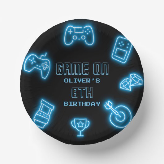 ネオン任意の年のビデオゲームの誕生日 ペーパーボウル (正面)