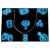 ネオン任意の年のビデオゲームの誕生日 ラージペーパーバッグ (正面)