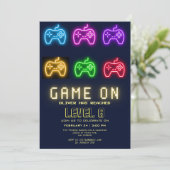 ネオン任意の年のビデオゲームの誕生日 招待状 (スタンド正面)