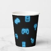 ネオン任意の年のビデオゲームの誕生日 紙コップ (裏面)