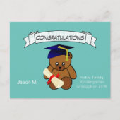 ネオン光で卒業したテディベアティール（緑がかった色） ポストカード (正面)