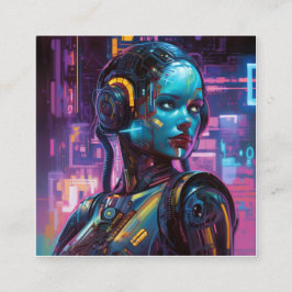 ネオン光のフォトリアリスティックファンタジー スクエア名刺