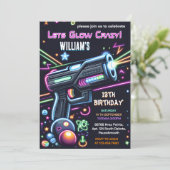 ネオン光る レーザータグ アーケード 13歳の誕生日 招待状 (スタンド正面)