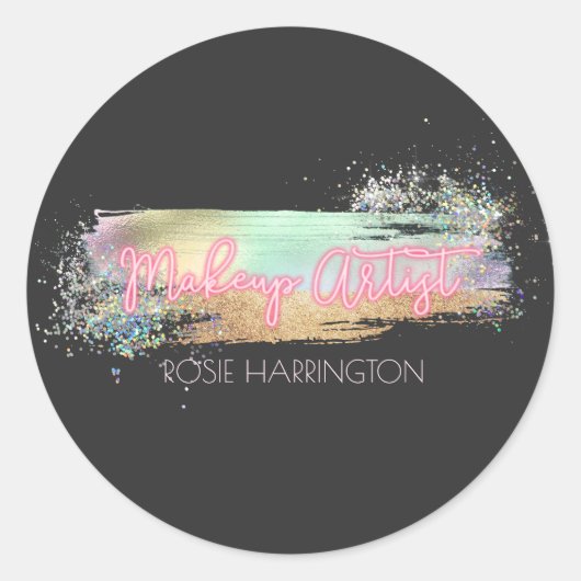 ネオン光ホログラフィックグリッターメイクアップアーティスト釜山 ラウンドシール (正面)