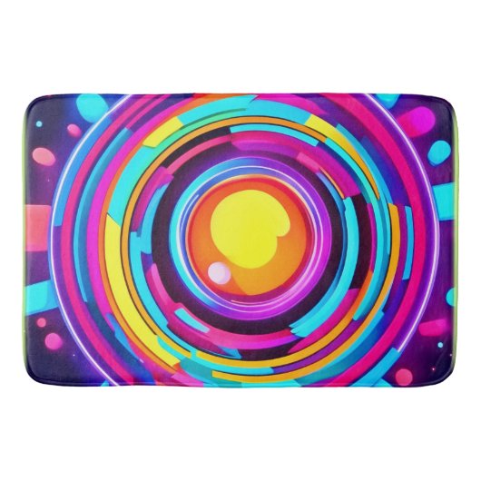 ネオン円渦パターン バスマット (正面)